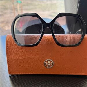 Tory Burch Black Sunglasses with Orange Case